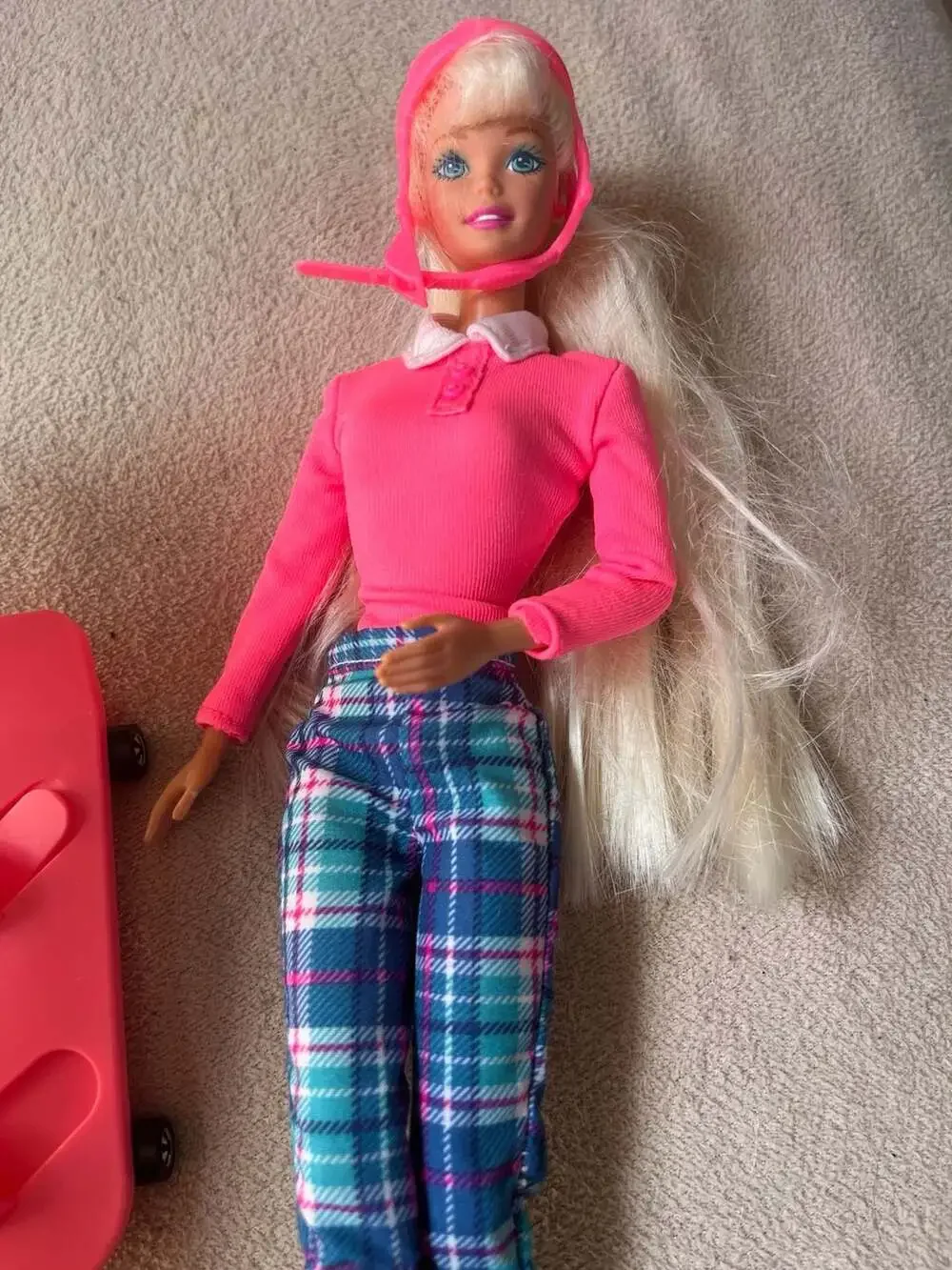 1994 Mattel Barbie Skater Doll with Helmet and Skateboard